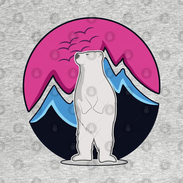 Polar bear with pink sky by Sltees